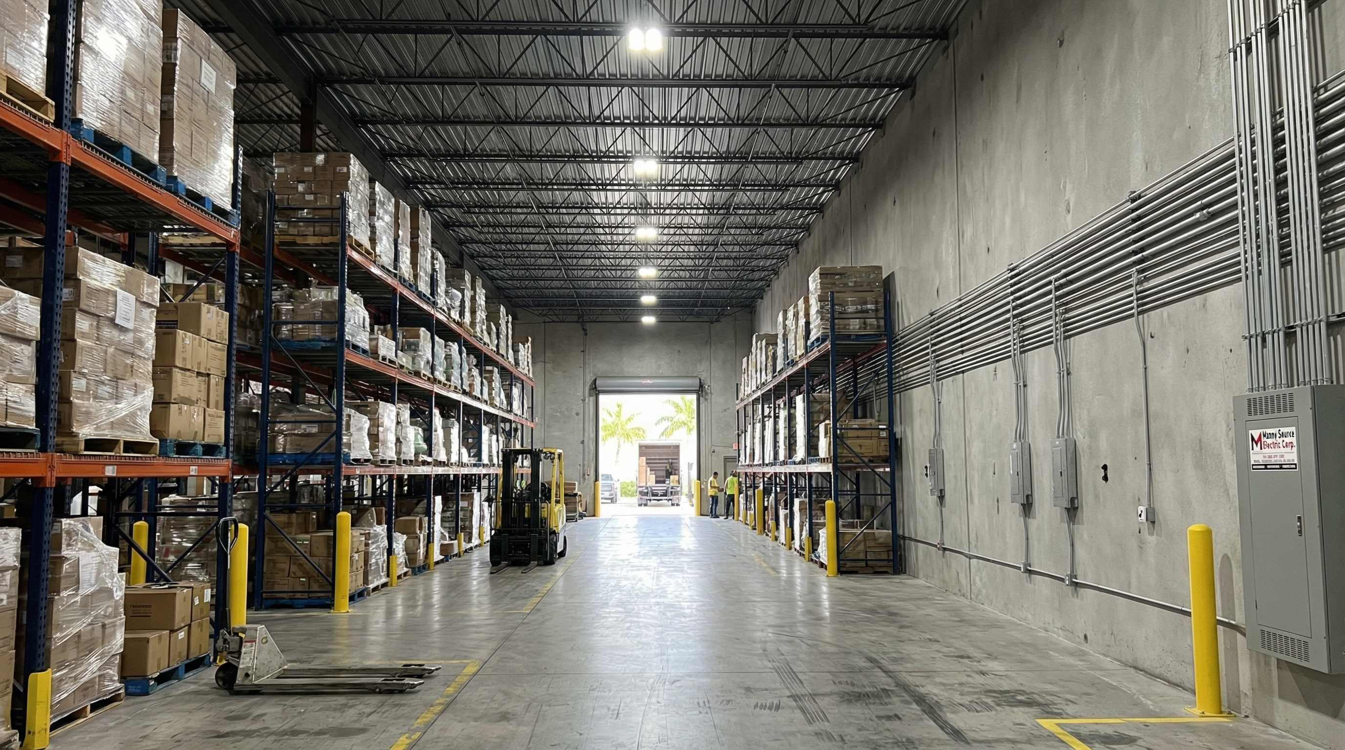 Industrial warehouse electrical panel and meter installation